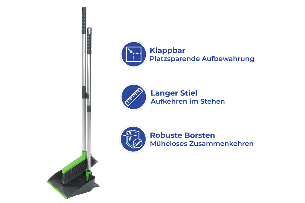 Kehrgarnitur mit extra-langem Stiel