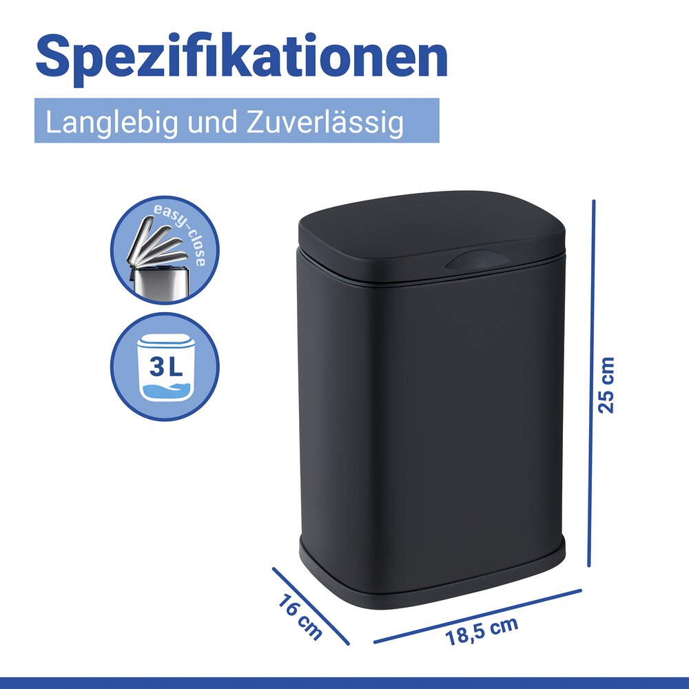 SARE schwarz Kosmetikeimer 3 l, Wandbefestigung