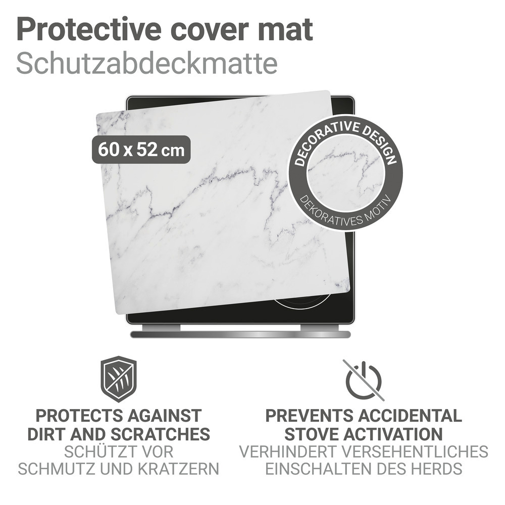 MARMOR weiss Herdabdeckmatte 60x52cm aus Kunststoff