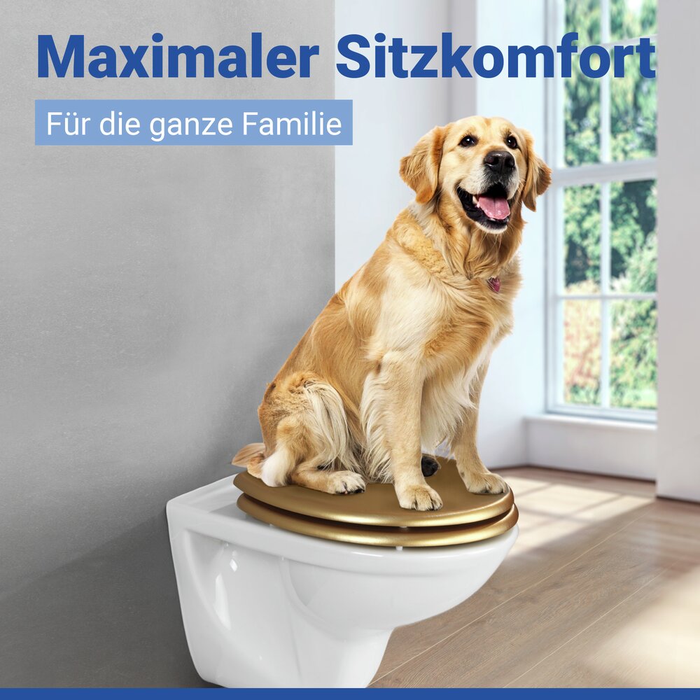 ALDENO Gold matt WC-Sitz belastbar bis 350 kg