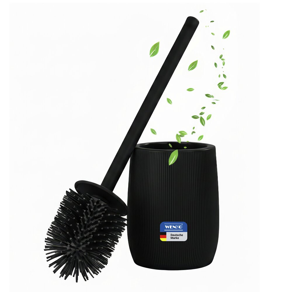 FABLO schwarz WC-Garnitur, Bürstenkopf aus Silikon