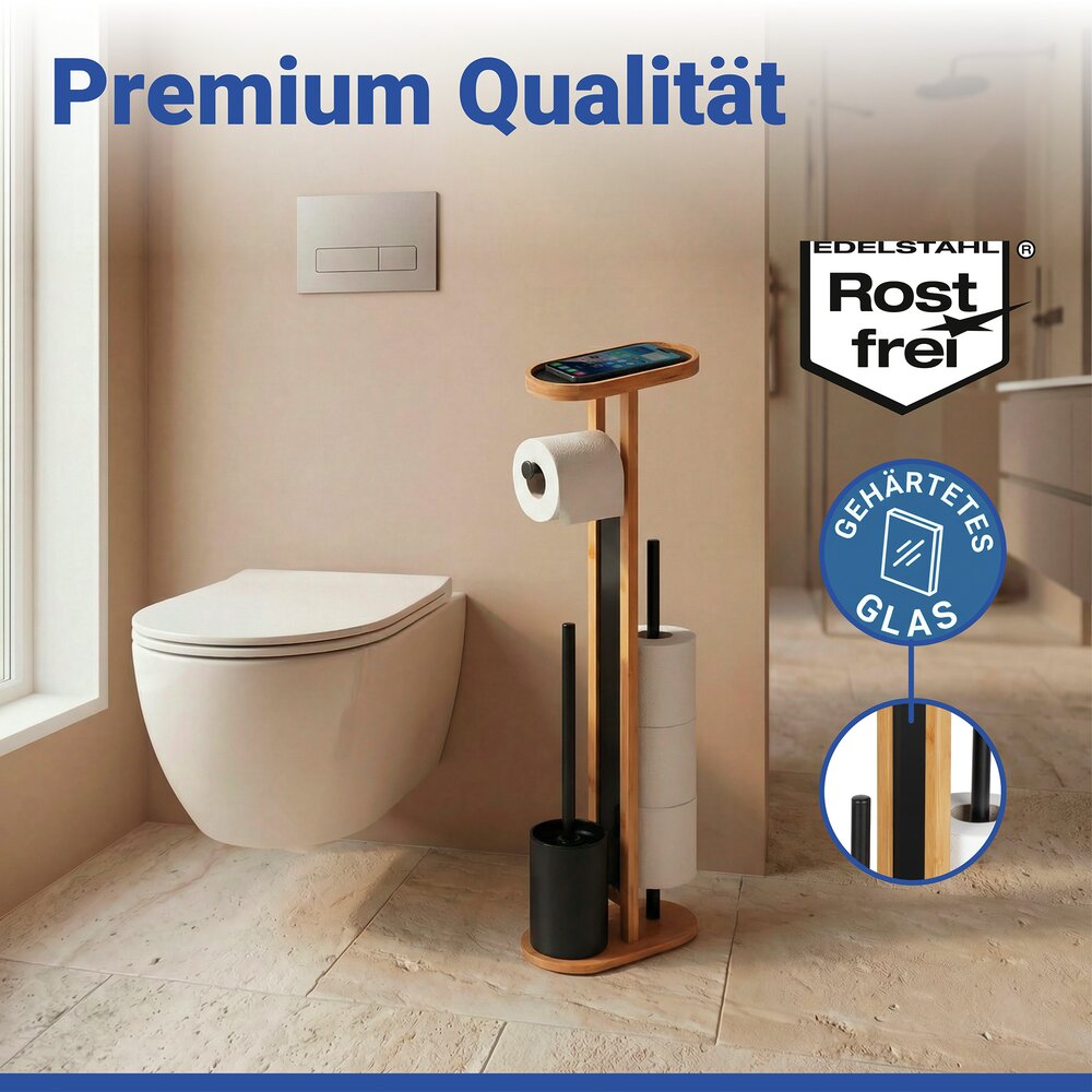OREA Bambus Stand-WC-Garnitur mit Ablage