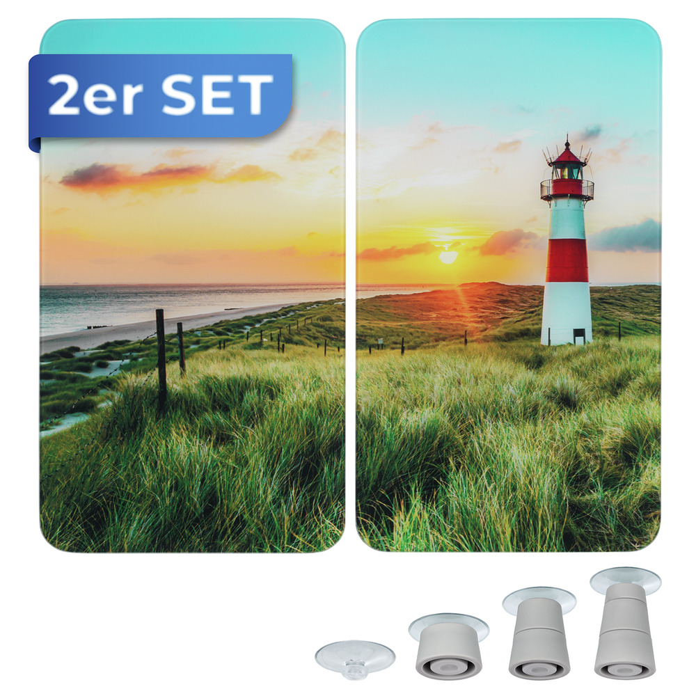 LEUCHTTURM  2er-Set Herdbdeckplatten aus Glas