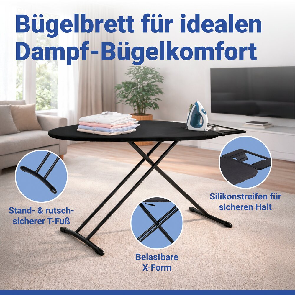BEST BLACK Bügelbrett 124x88 cm