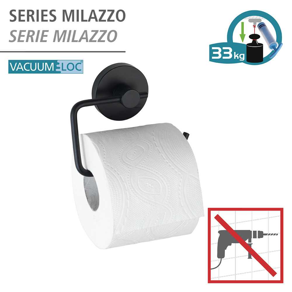 MILAZZO schwarz Vacuum-Loc® Toilettenpapierhalter