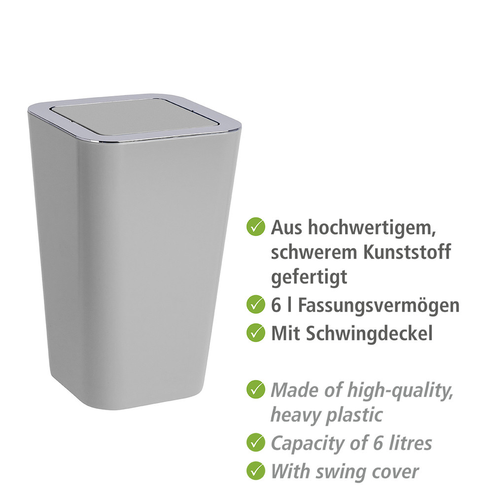 CANDY grey Schwingdeckeleimer, 6 Liter