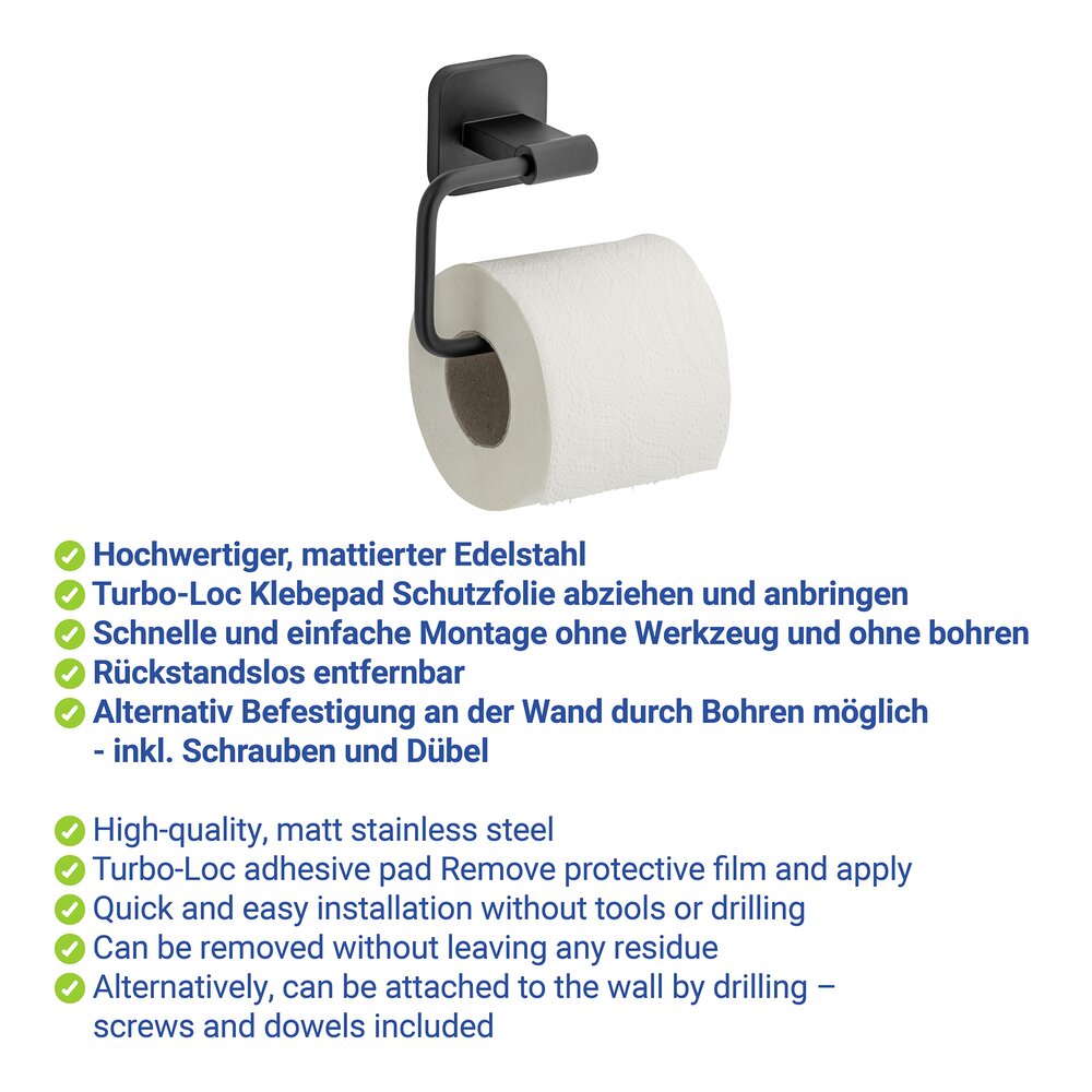 PORTO black Turbo-Loc® Toilettenpapierhalter