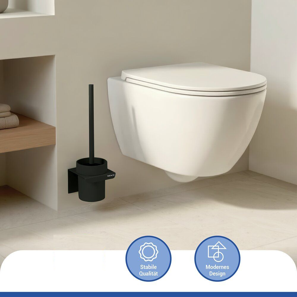 LIZAN schwarz Turbo-Loc® WC-Garnitur ohne Bohren