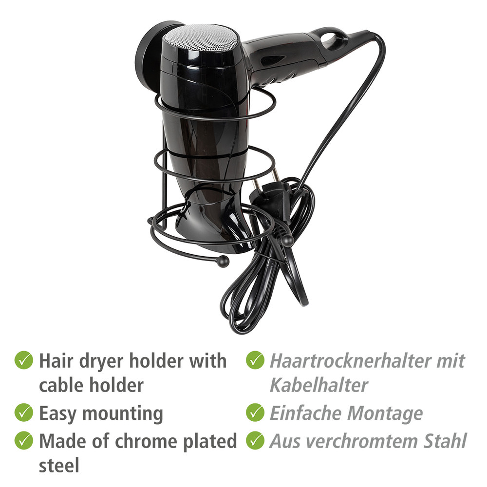 MILAZZO schwarz Vacuum-Loc® Haartrocknerhalter