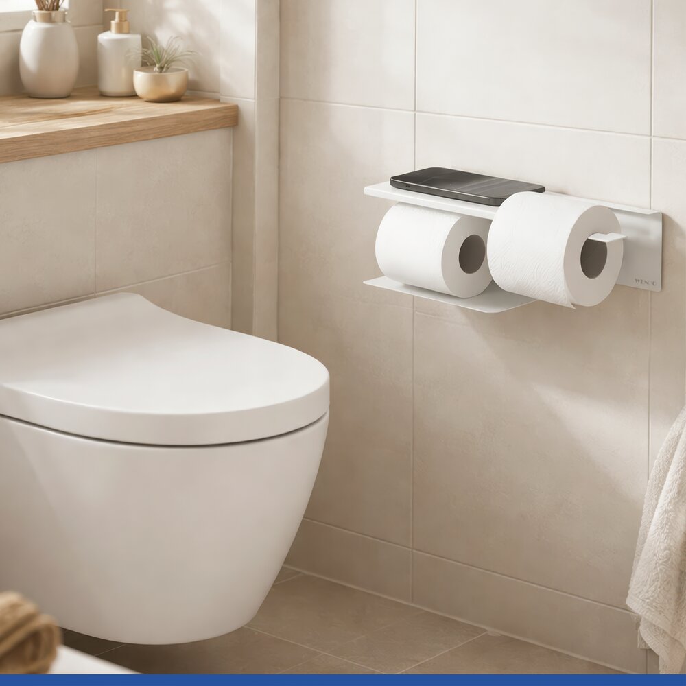 LIZAN weiss Turbo-Loc® Toilettenpapierhalter mit Ablage