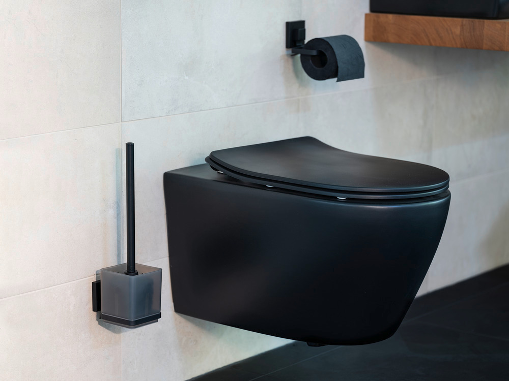QUADRO schwarz VacuumLoc® Set: WC-Garnitur & Papierhalter