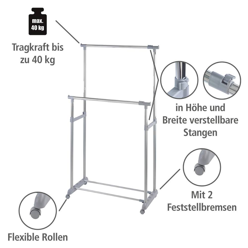 TWIN BARS Kleiderständer, Höhe/Breite verstellbar