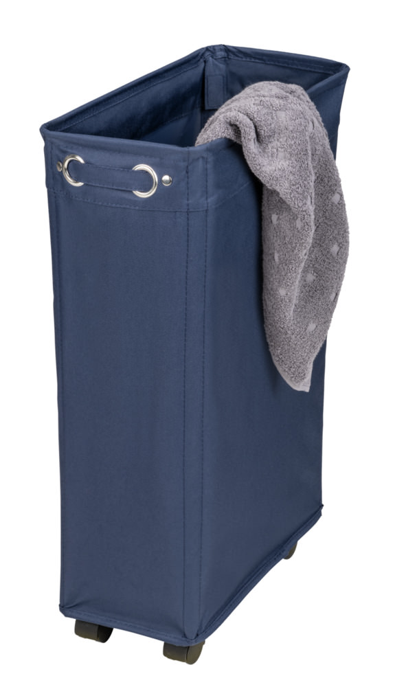 CORNO navy Wäschekorb mit Rollen, 43 Liter