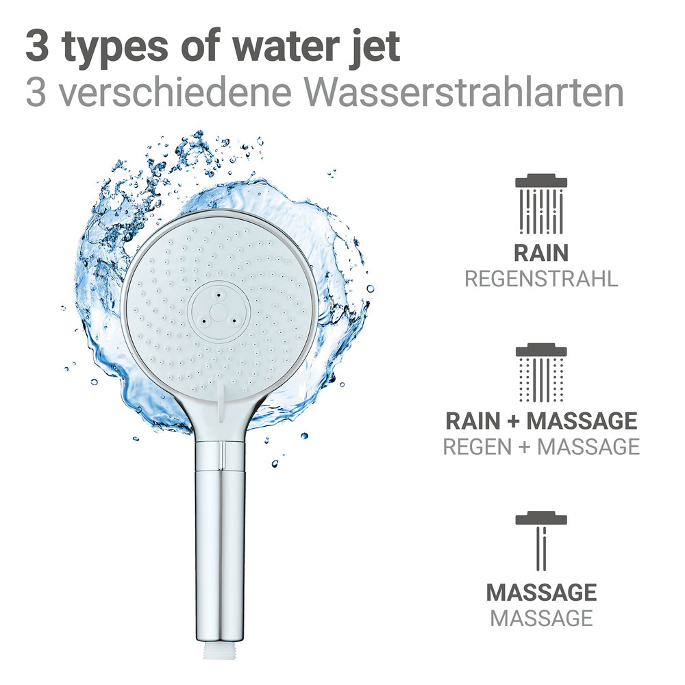 WATERSAVING Sparbrause 3 Strahlarten 9 l/min Ø12cm