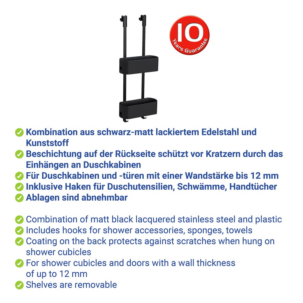 GAROS Duo schwarz Duschcaddy für Duschkabine