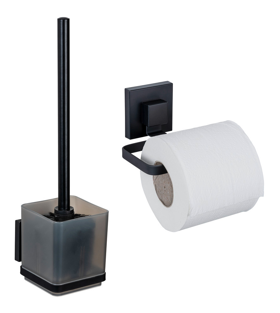 QUADRO schwarz VacuumLoc® Set: WC-Garnitur & Papierhalter