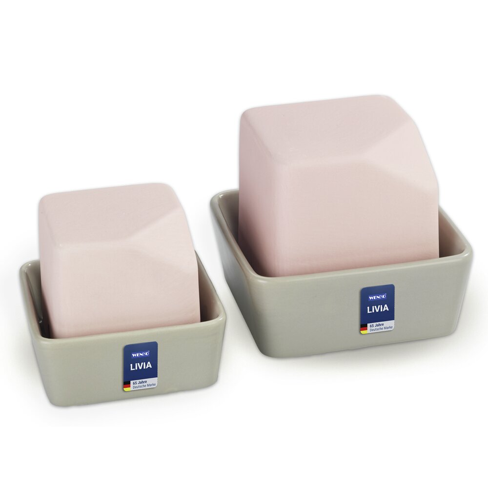 LIVIA rosa/grau Luftbefeuchter aus Keramik, 2er-Set