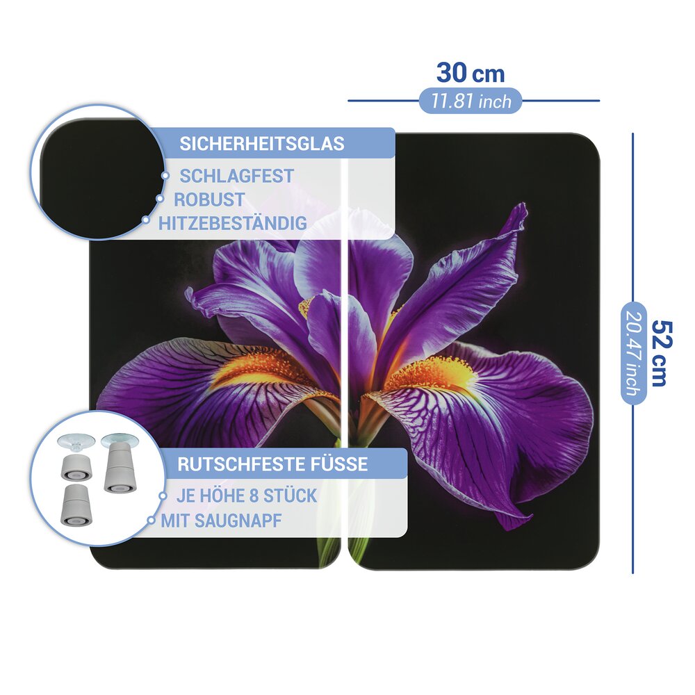 IRIS 2er-Set Herdabdeckplatten aus Glas