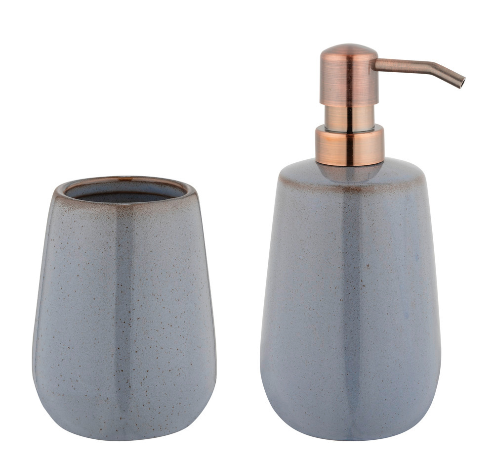 SIRMIONE grau Badzubehör-Set aus Keramik, 2-teilig SIRMIONE grau Badzubehör-Set aus Keramik, 2-teilig
