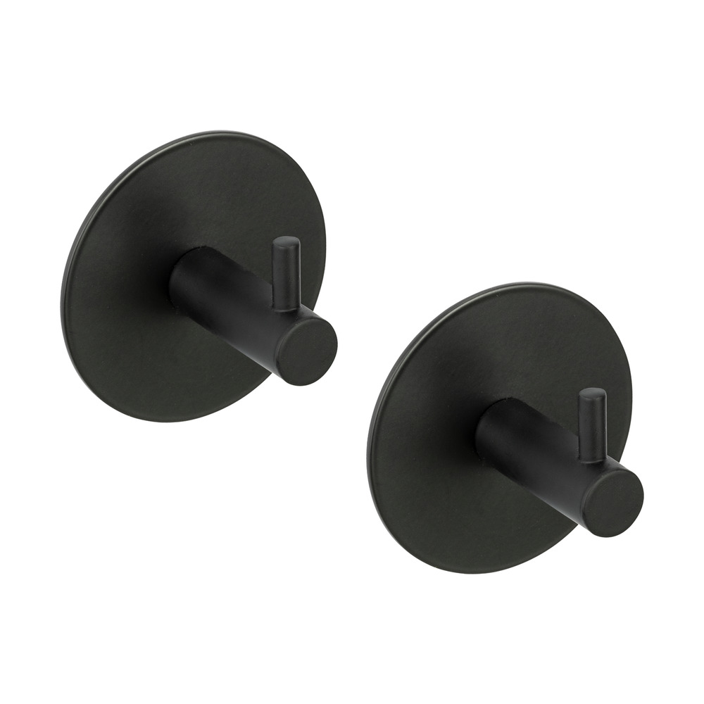 Wandhaken Uno Mod. MELETO, Schwarz, 2er Set