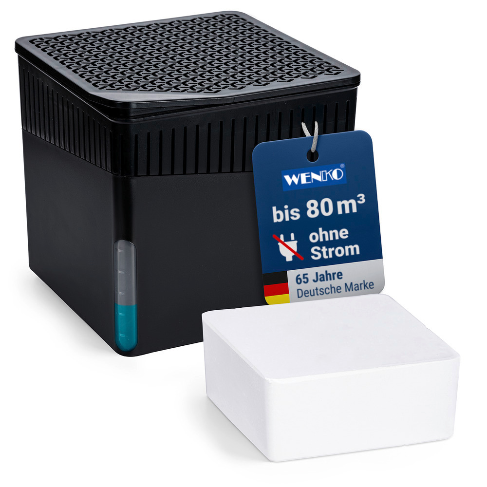 CUBE schwarz Entfeuchter 1000g inkl. Granulat, 2er-Set
