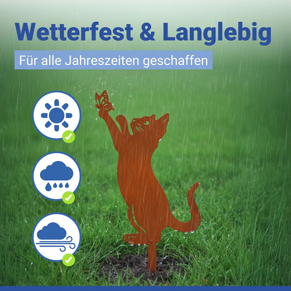 KATZE & SCHMETTERLING Gartenstecker, Metall, 2er-Set