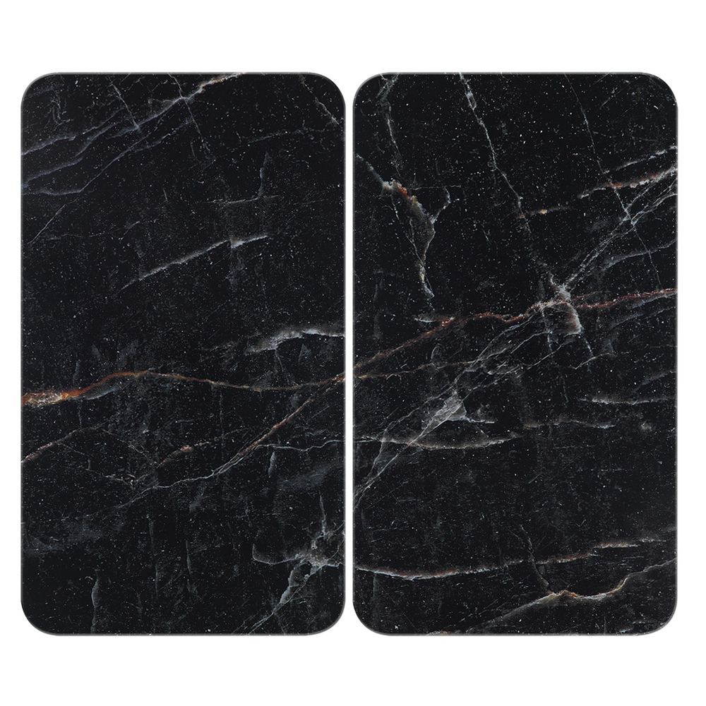 Herdabdeckplatte Universal Mod. Marmor Schwarz, 2er Set