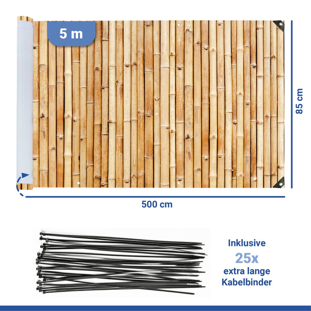 BAMBUS Balkon-Sichtschutz, 85x500 cm