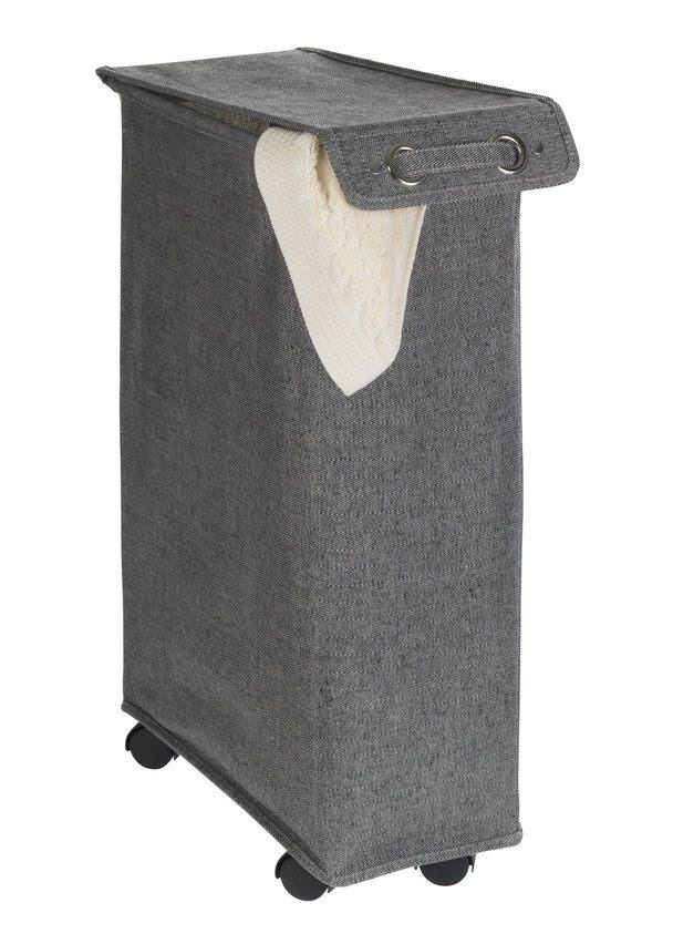 62136100_corno-prime-schwarz-weiss-5 CORNO Prime schwarz Wäschekorb mit Rollen, 43 l