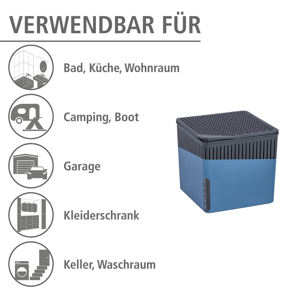 CUBE blau Entfeuchter + 2x1000g Nachfüller