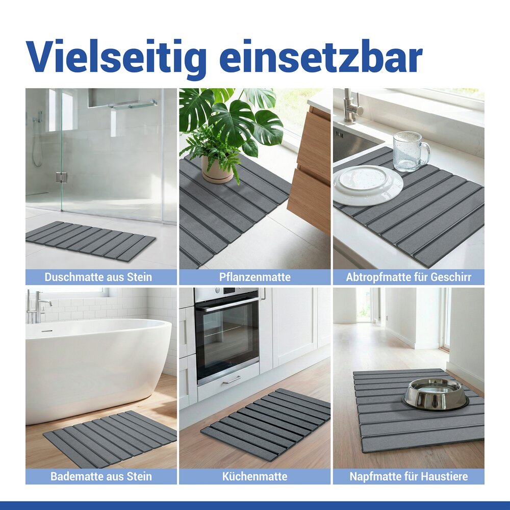 TRITEA grau Badematte schnelltrocknend 55x39cm