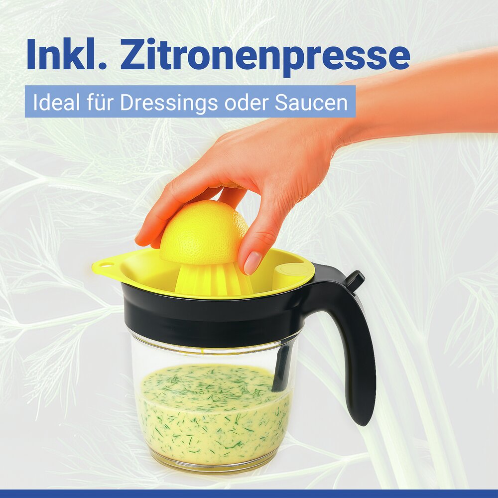 Fettabscheider, Zitruspresse und Messbecher 3in1