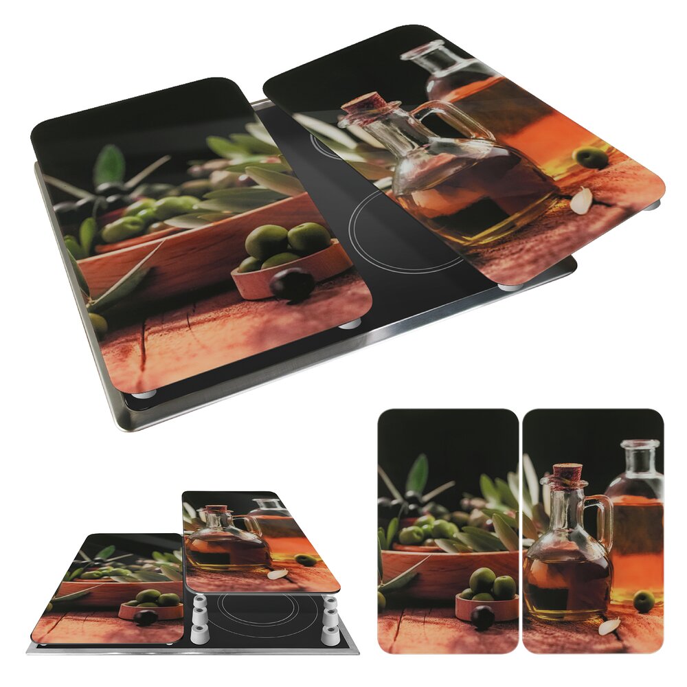 OLIVENÖL 2er-Set Herdabdeckplatten aus Glas