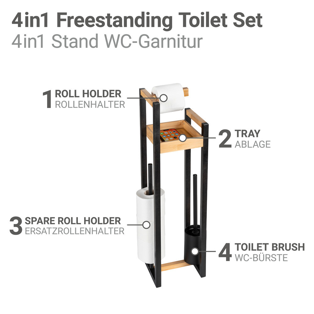 BRAIDI 4in1 Stand WC-Garnitur aus Bambus