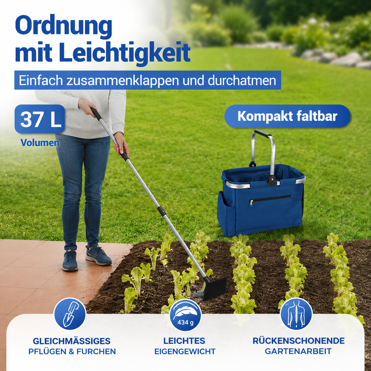 Gartenpflug mit Teleskopstiel