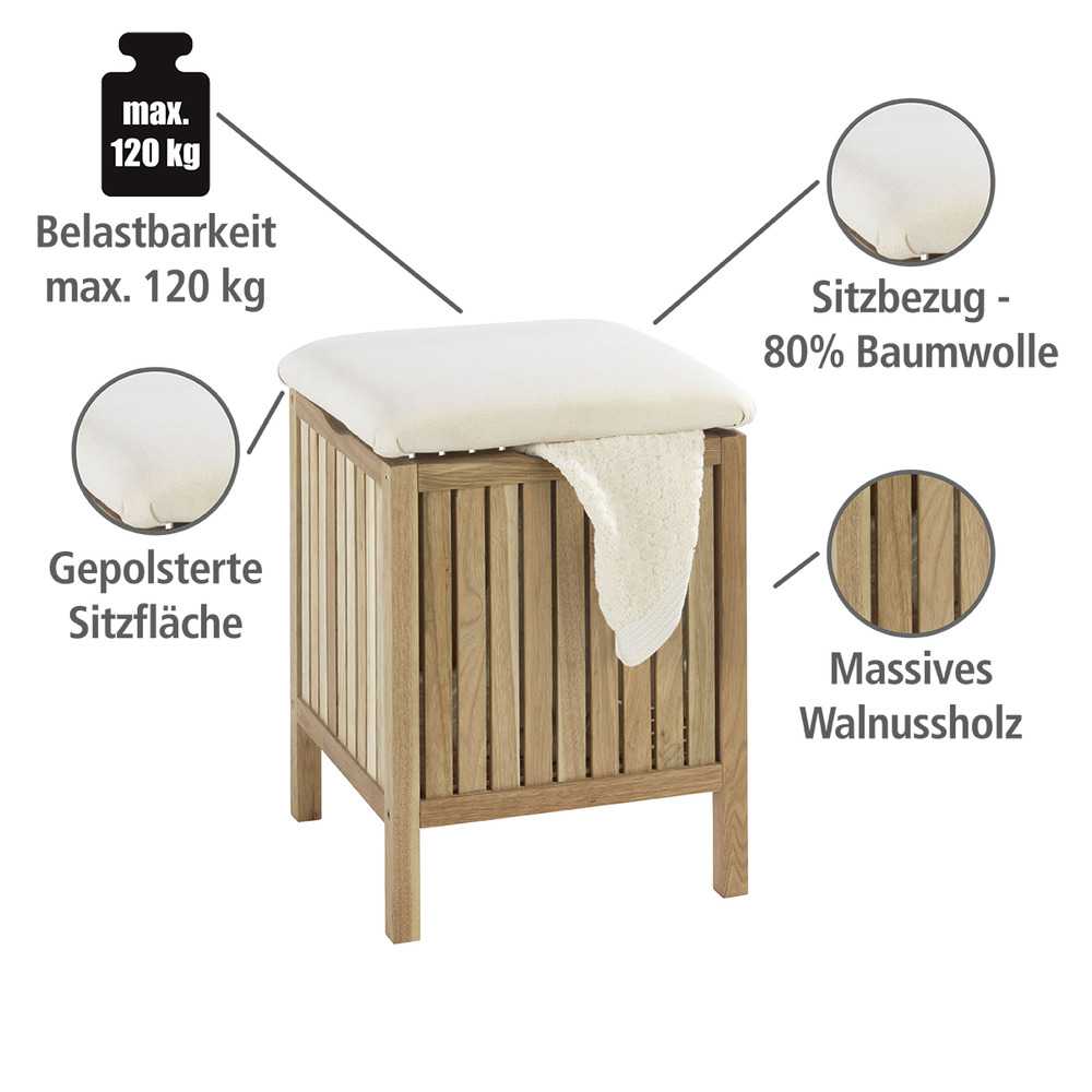 NORWAY Hocker gepolstert, Walnussholz, 65 l