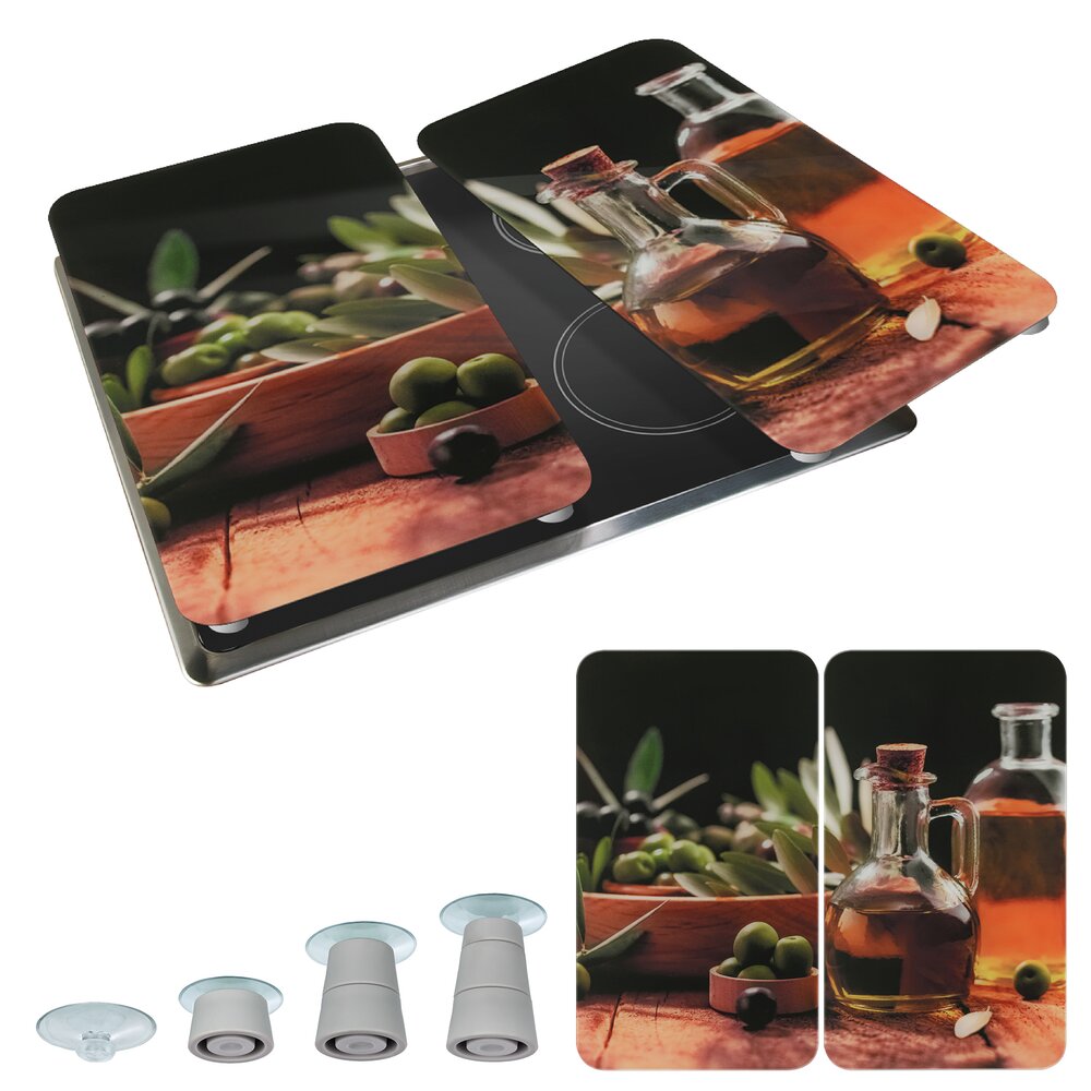 OLIVENÖL 2er-Set Herdabdeckplatten aus Glas