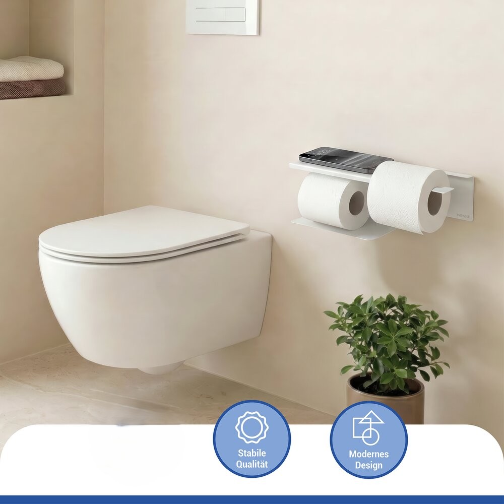 LIZAN weiss Turbo-Loc® Toilettenpapierhalter mit Ablage