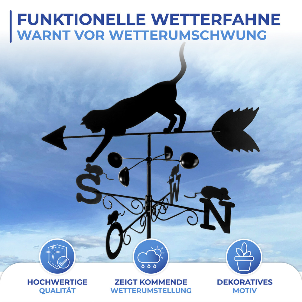 KATZE Wetterfahne aus wetterfestem Metall