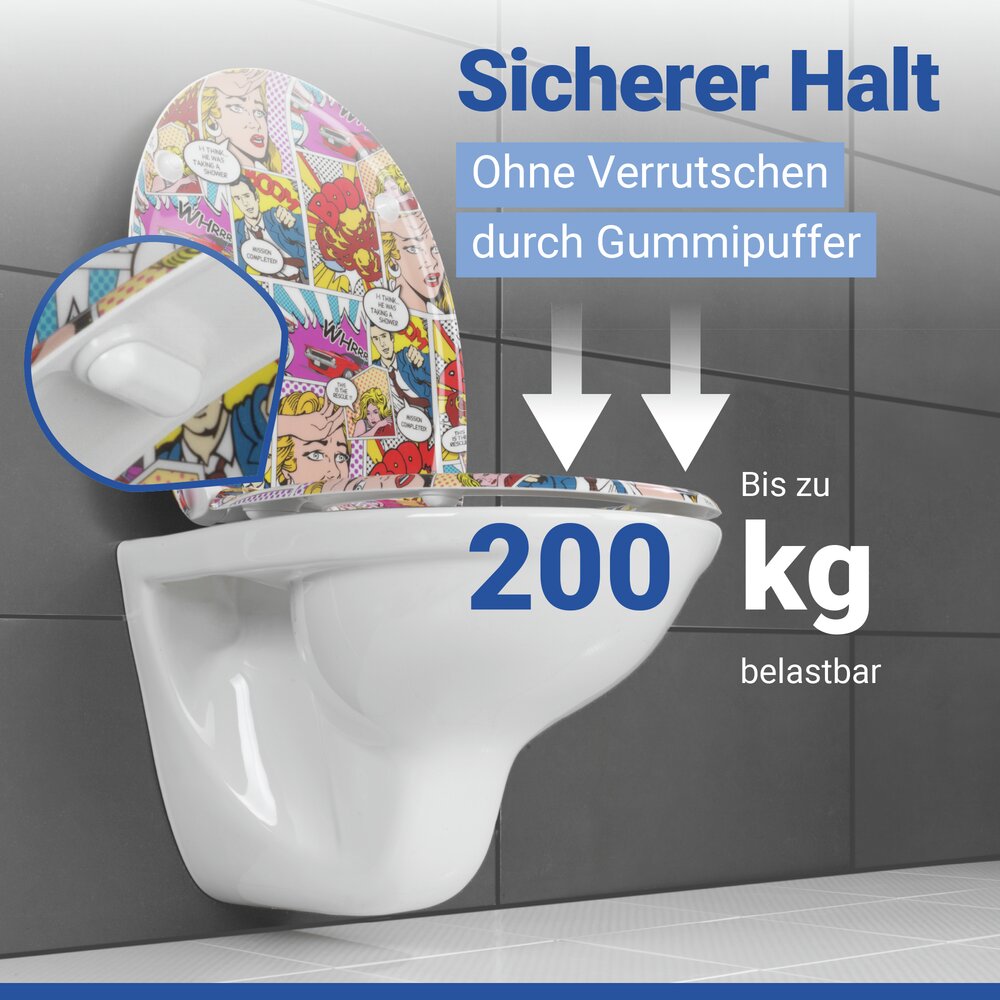 POP ART Toilettendeckel belastbar bis 200 kg
