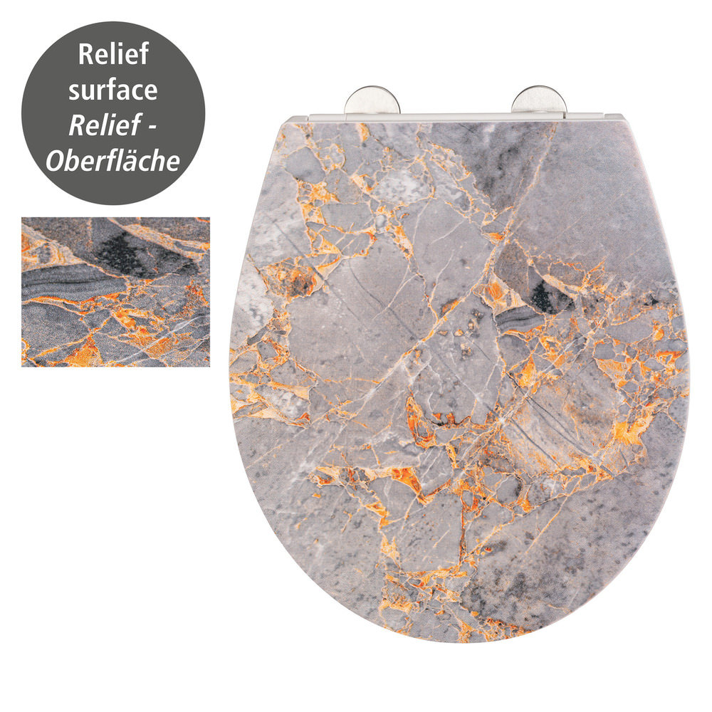 MARBLE grey Premium WC-Sitz mit Relief, Duroplast