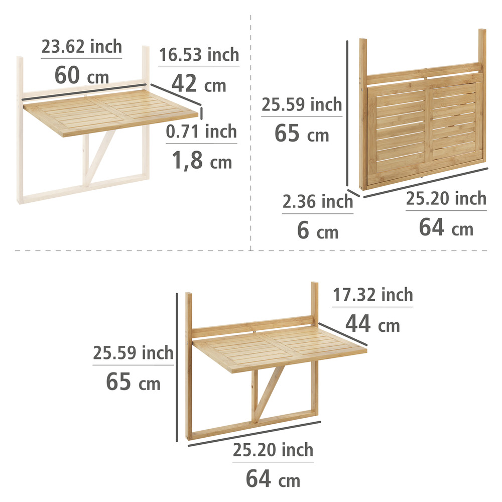 WAIKIKI Balkon-Klapptisch aus Bambus WAIKIKI Balkon-Klapptisch aus Bambus