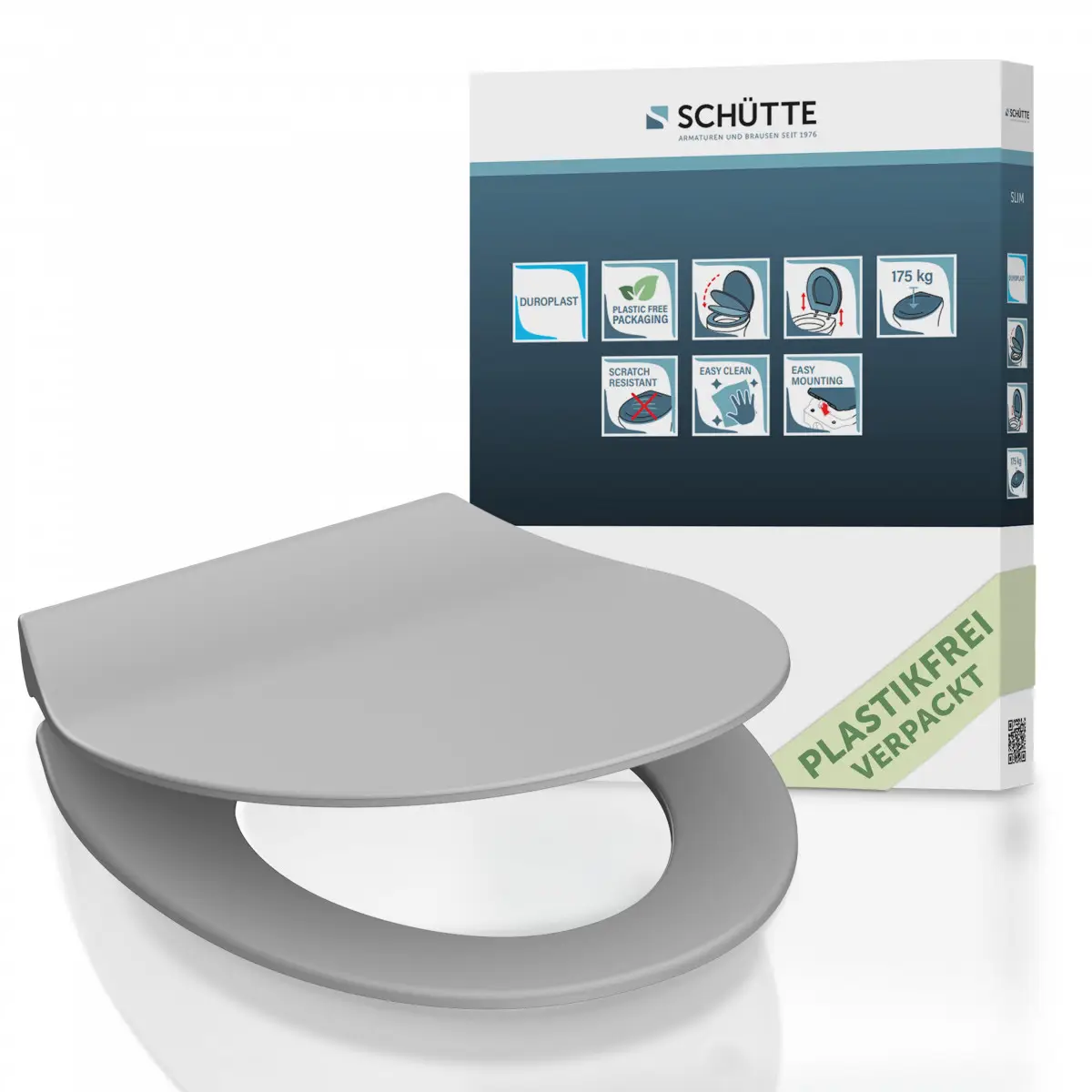 SLIM GREY WC-Sitz extra-flach mit Absenkautomatik