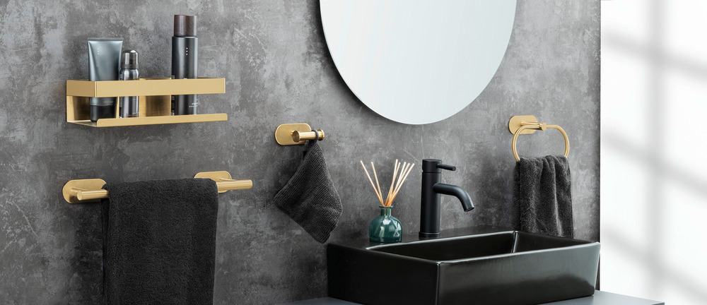 Duo OREA Gold matt Turbo-Loc® Wandhaken, Edelstahl Duo OREA Gold matt Turbo-Loc® Wandhaken, Edelstahl