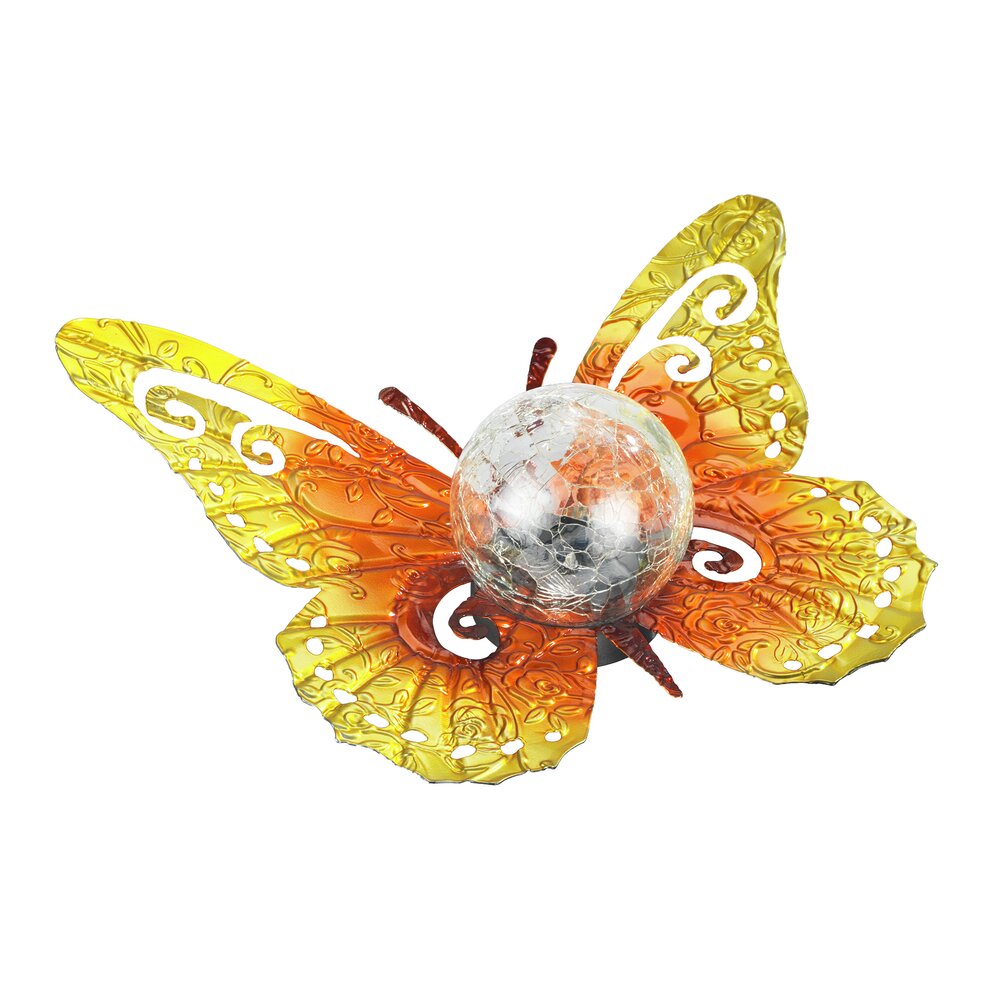 LED Solarlampe Schmetterling, Gold/Orange
