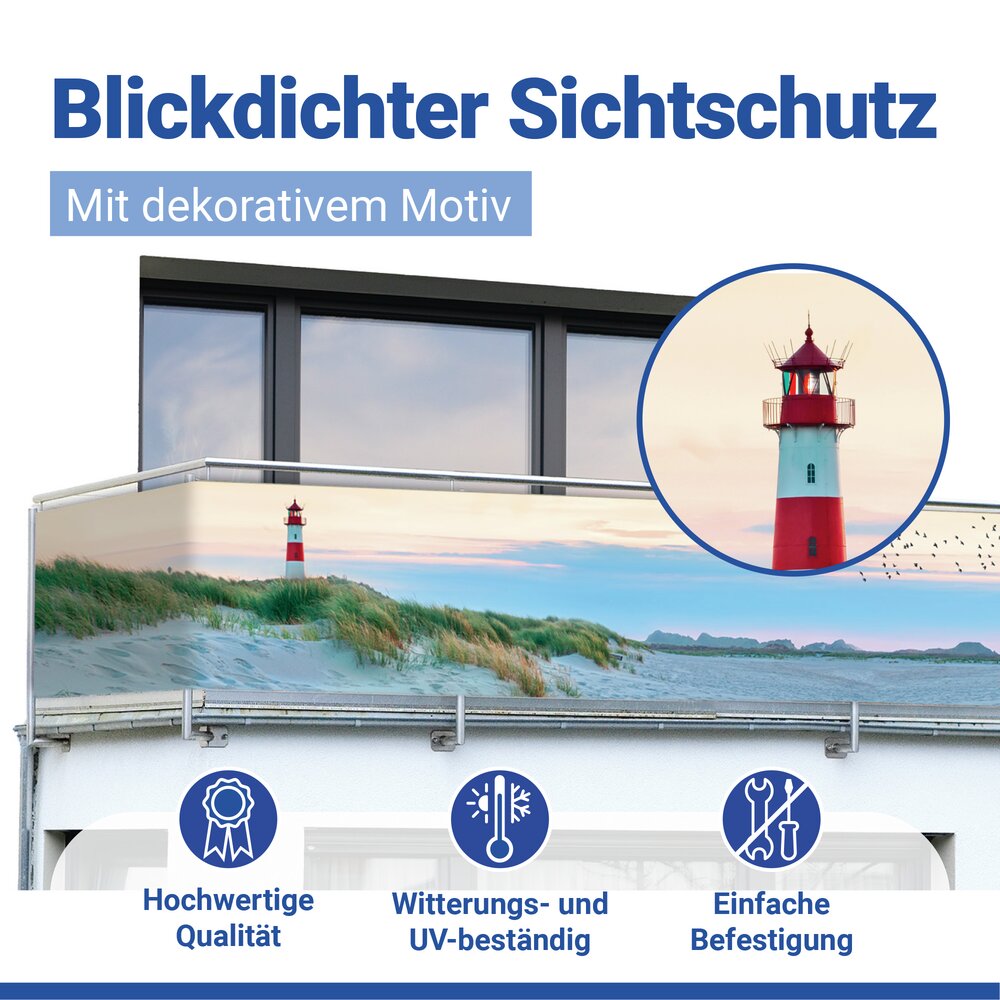 NORDSEEKÜSTE Balkon-Sichtschutz, 85x500 cm