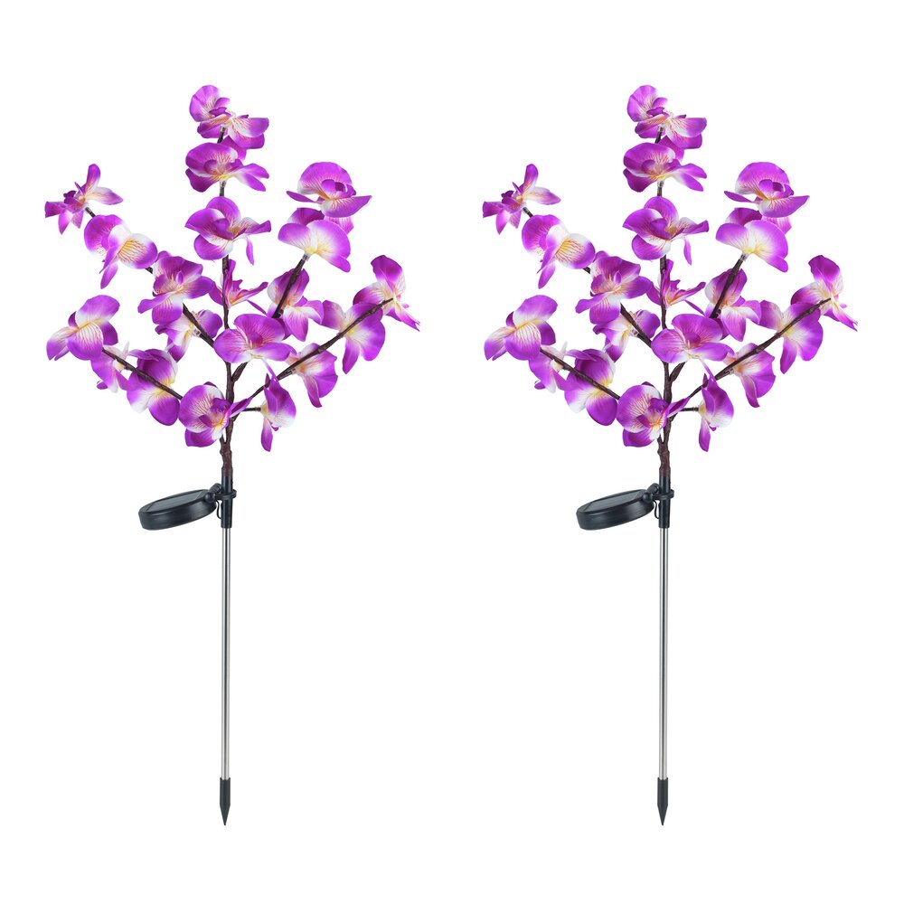 LED Gartenstecker Orchidee Solar, 2er Set