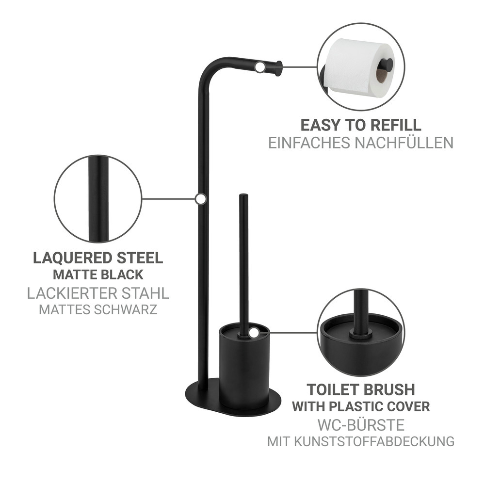 LEVANTE schwarz Stand WC-Garnitur aus Stahl