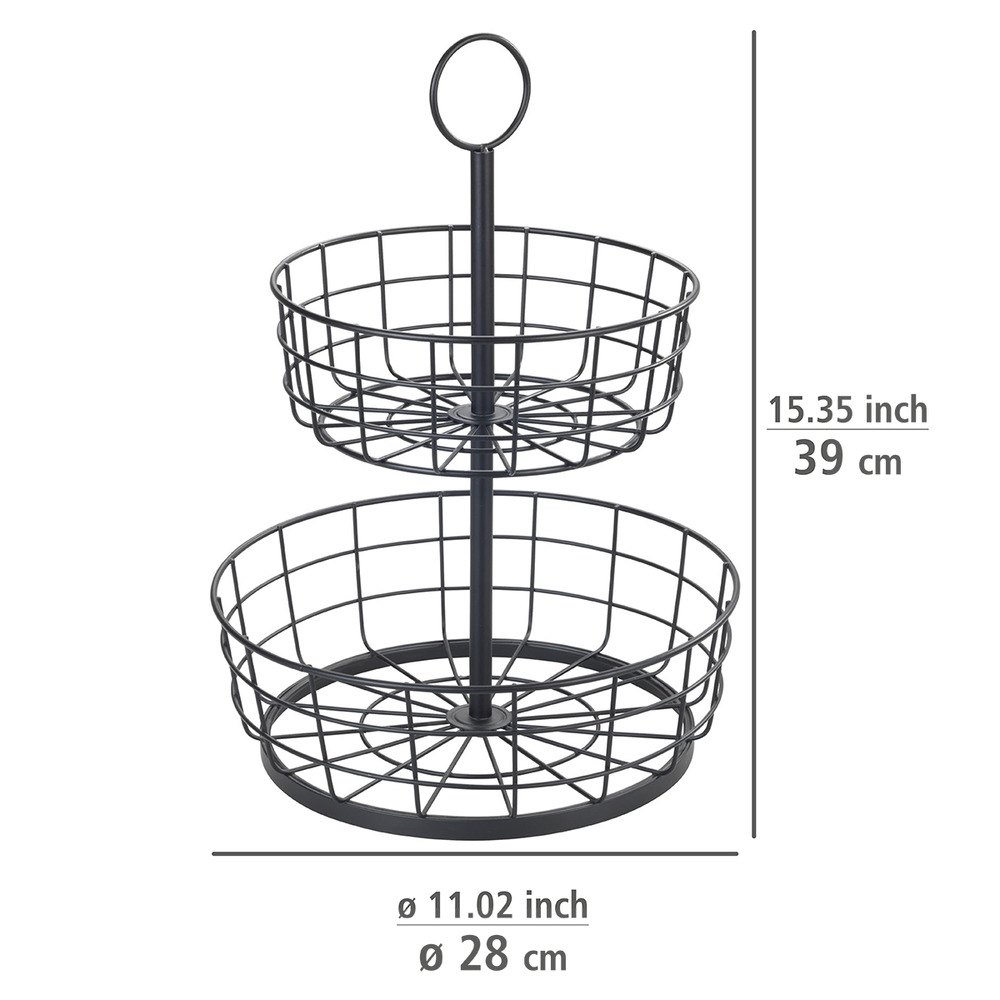 ETAGERE mit zwei Drahtkörben aus Eisen ETAGERE mit zwei Drahtkörben aus Eisen