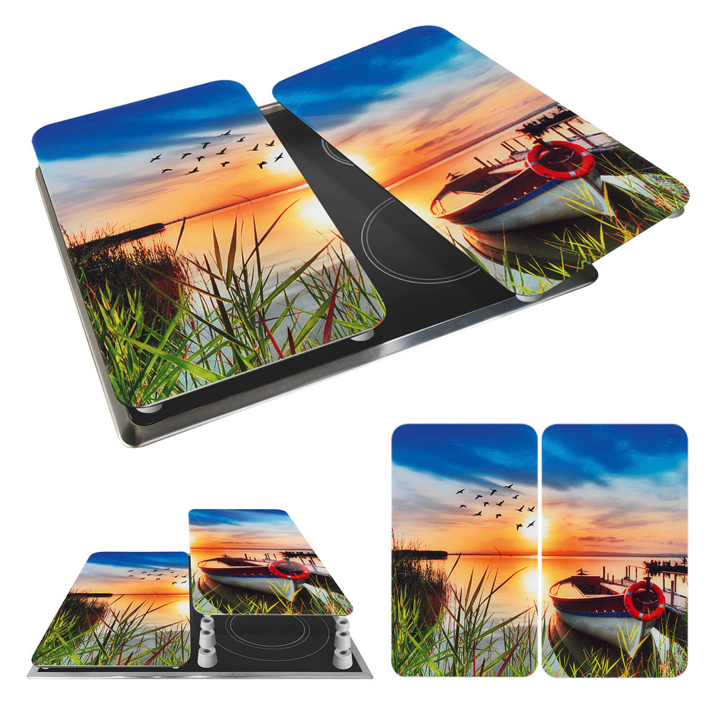 IDYLLE AM SEE 2er-Set Herdabdeckplatten aus Glas